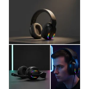 RGB Aydınlatmalı Kablosuz Oyuncu Kulaklığı Konsol ve PC Uyumlu
