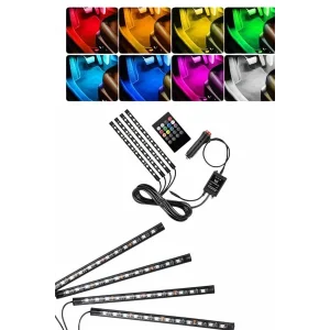 RGB Işıklı Araç İçi Aydınlatma Kumandalı 12li Led Işık Renk Değiştirebilen