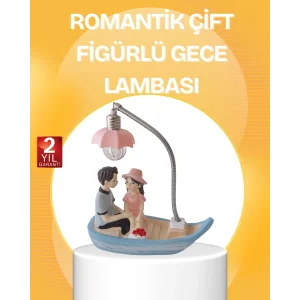 Romantik Çift Figürlü Gece Lambası Sandal Model Sevgiliye Özel Hediye