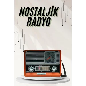 Saatli Fenerli Bluetooth Nostaljik Radyo AUX SD USB Girişli Bluetooth Hoparlör