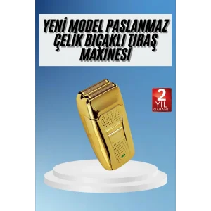Sakal Kesme Tıraş Makinesi Paslanmaz Çelik Gold Şarjlı