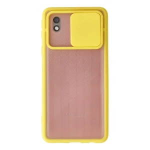 Samsung Galaxy A01 Core Kılıf Palm Buzlu Kamera Sürgülü Silikon - Sarı