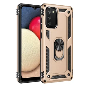 Samsung Galaxy A02s Kılıf Sofya Yüzüklü Silikon Kapak - Gold