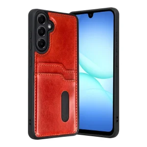 Samsung Galaxy A17 5g Sara Kartvizitli Deri Kılıf - Kırmızı