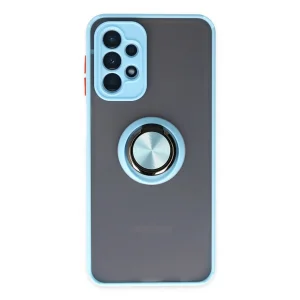 Samsung Galaxy A23 4g Kılıf Montreal Yüzüklü Silikon Kapak - Buz Mavi
