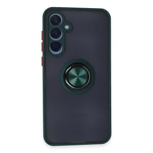 Samsung Galaxy A25 5g Kılıf Montreal Yüzüklü Silikon Kapak - Yeşil