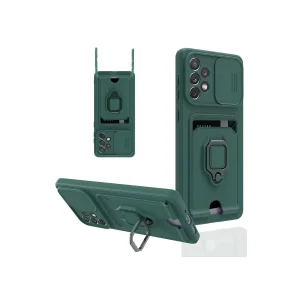 Samsung Galaxy A53 5g Kılıf Zuma Kartvizitli Yüzüklü Silikon - Yeşil