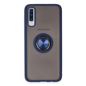 Samsung Galaxy A70 Kılıf Montreal Yüzüklü Silikon Kapak - Lacivert