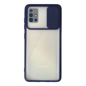 Samsung Galaxy A71 Kılıf Palm Buzlu Kamera Sürgülü Silikon - Lacivert