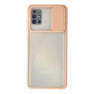 Samsung Galaxy A71 Kılıf Palm Buzlu Kamera Sürgülü Silikon - Pembe