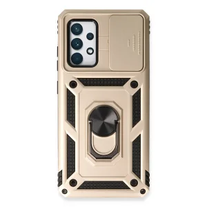 Samsung Galaxy A73 5g Kılıf Pars Lens Yüzüklü Silikon - Gold