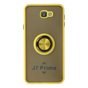 Samsung Galaxy J7 Prime Kılıf Montreal Yüzüklü Silikon Kapak - Sarı
