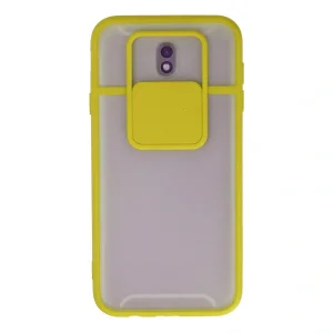 Samsung Galaxy J7 Pro / J730 Kılıf Palm Buzlu Kamera Sürgülü Silikon - Sarı