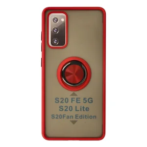 Samsung Galaxy S20 Fe Kılıf Montreal Yüzüklü Silikon Kapak - Kırmızı