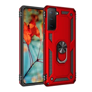 Samsung Galaxy S21 Kılıf Sofya Yüzüklü Silikon Kapak - Kırmızı