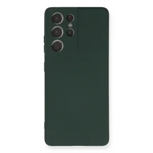 Samsung Galaxy S21 Ultra Kılıf Nano İçi Kadife Silikon - Koyu Yeşil