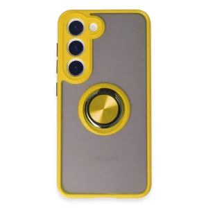 Samsung Galaxy S23 Kılıf Montreal Yüzüklü Silikon Kapak - Sarı