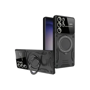 Samsung Galaxy S25 Ultra Kılıf Joy Lens Standlı Kapak - Siyah