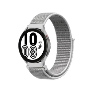 Samsung Galaxy Watch 4 Hasırlı Cırtcırtlı Kordon - Beyaz