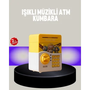 Sarı Şifreli Eğitici Çocuk Kumbarası Otomatik Para Girişli