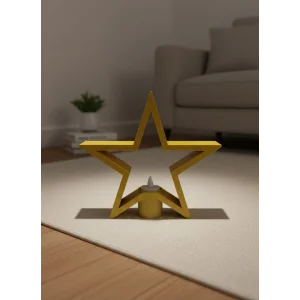 Sarı Yıldız Mumluk Modern Salon ve Raf Dekoru