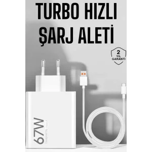Şarj Aleti 67W Hızlı Şarj Turbo Type-C Uyumlu Şarj Adaptörü Kablosu