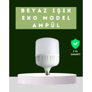 Şarjlı LED Torch Ampul 30 Watt Beyaz Işık Enerji Tasarruflu