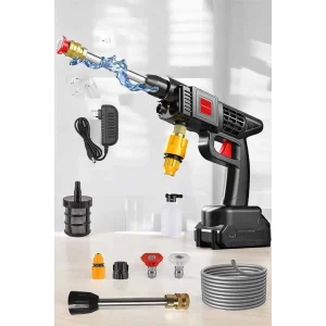 Şarjlı Oto Yıkama Tabancası Su Basınçlı Hazneli Bataryalı