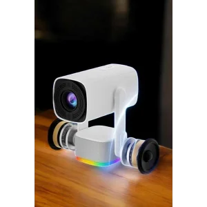 Şarjlı Projeksiyon Oyun Sinema Projektörü 4K HD Görüntü Kaliteli