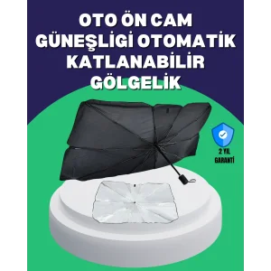 Şemsiye Tasarımlı Katlanabilir Araç Güneşliği – Geniş Uyumlu, UV Koruma