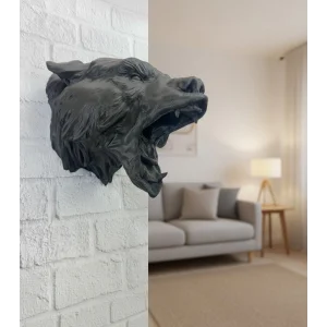 Siyah Ayı Figürü Duvar Dekoru Asılabilir Hediyelik Heykel 25x19 cm