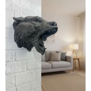 Siyah Ayı Figürü Duvar Dekoru Asılabilir Hediyelik Heykel 25x19 cm