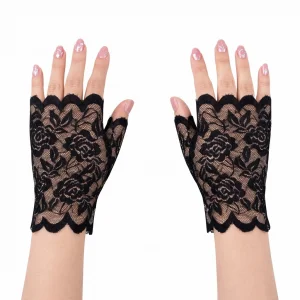 Siyah Dantel Parmaksız Kısa Eldiven