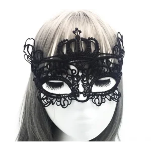 Siyah Renk Dantel Kesim Dantel İşlemeli Balo Parti Maskesi 9 No