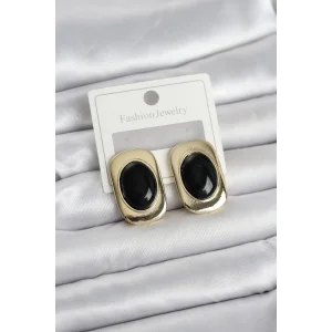 Siyah Renk Kare Model Vintage Kadın Küpe