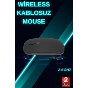 Siyah Wireless Kablosuz Sessiz Mouse Bluetooth Bağlantılı