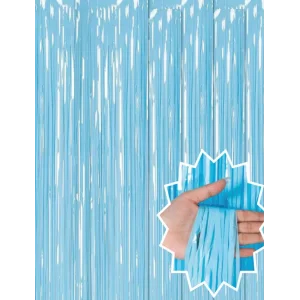 Soft Mavi Püsküllü Kapı Perdesi