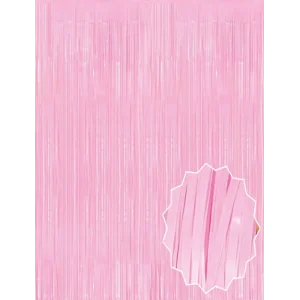 Soft Pembe Püsküllü Kapı Perdesi - Parti, Baby Shower, Cinsiyet Partisi 1x2 M