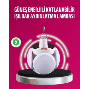 Solar ve USB Şarjlı Su Geçirmez Katlanabilir LED Lamba