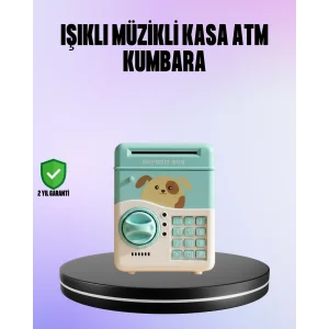 Su Yeşili Elektronik Şifreli ATM Tasarımlı Para Biriktirme Kumbarası