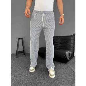 Su Yolu Çizgili Cepli Pantalon Yazlık - Gri