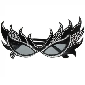 Taşlı Göz Kamaştıran Siyah Parti Alev Gözlük