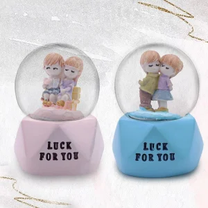 Tatlı Çift Temalı Mini Boy Işıklı Kar Küresi