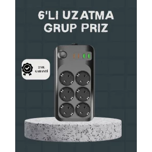 Termal Akım Korumalı 6’lı Uzatma Priz USB Type-C Hızlı Şarj 2500W
