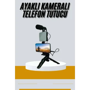Tripod Telefon Tutucu Kumandalı Mikrofon Led Işık Vlog Video Kayıt