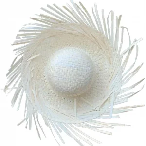 Tropikal Parti Beyaz Hasır Hawaii Şapkası 13x36 Cm