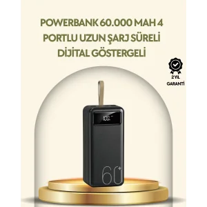 Tüm Cihazlarla Uyumlu LED Fenerli 4 Çıkışlı Powerbank