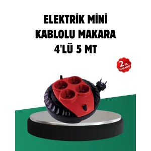 Türkiye Üretimi 5 Metre 4 Prizli Kablolu Makara