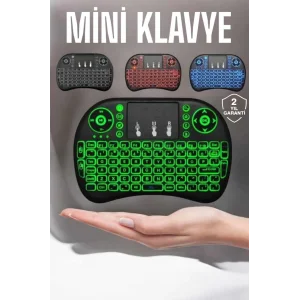 TV Uyumlu Mini Klavye Q Klavye Işıklı Tüm Cihazlara Uyumlu
