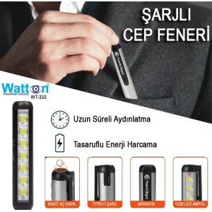 Type-c Girişli Mıknatıslı Şarjlı Cep Feneri  Wt-333